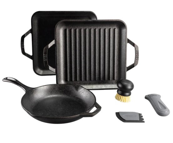 Lodge 6-Piece Cast Iron Chef Collection Gourmet Set in Black