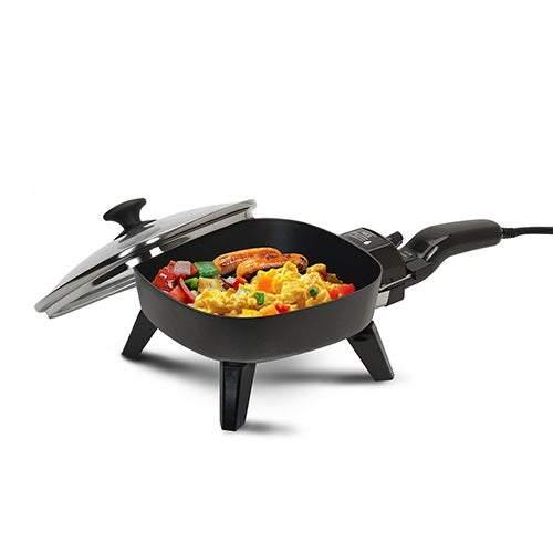 Electric Skillet Cooking Frying Pan Portable w/ Hinged Lid Nonstick Heating  HOT