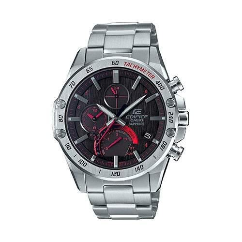 Edifice | Silver Mobile Casio Analog Black Link Smart Neighbor & Red Solar Dial Watch