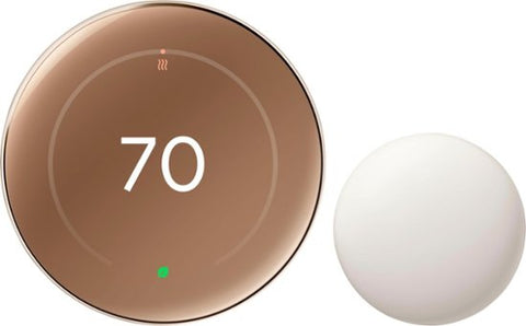 Google Nest Learning Thermostat (4th Gen) with Nest Temperature Sensor (2nd gen) - Polished Gold