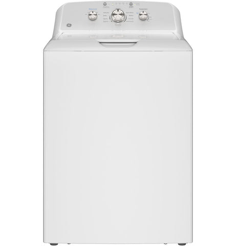 GE® 4.3 Cu. Ft. Capacity Washer with Stainless Steel Basket, Cold Plus and Water Level Control in White w/ Silver Matte Backsplash
