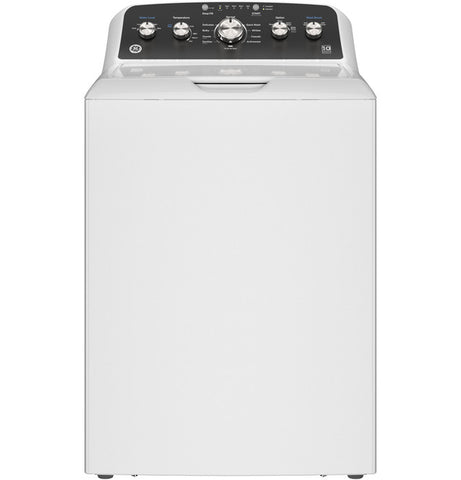 GE® 4.5 Cu. Ft. Capacity Washer with Stainless Steel Basket, Cold Plus and Wash Boost White w/ Black Matte Backsplash