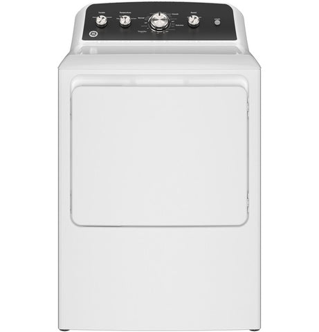 GE® 7.2 Cu. Ft. Capacity Electric Dryer with Up To 120 ft. Venting and Extended Tumble in White with Matte Black Backsplash