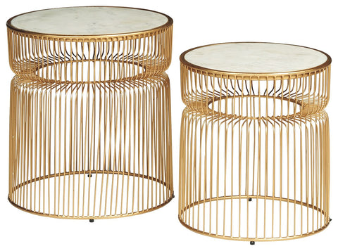 Vernway - White/Gold Finish - Accent Table Set (2/CN)