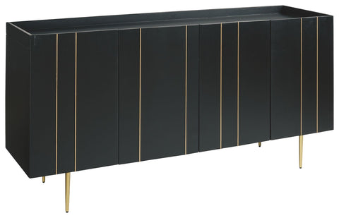 Brentburn - Black/Gold Finish - Accent Cabinet