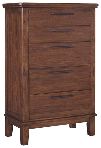 Ralene - Medium Brown - Five Drawer Chest