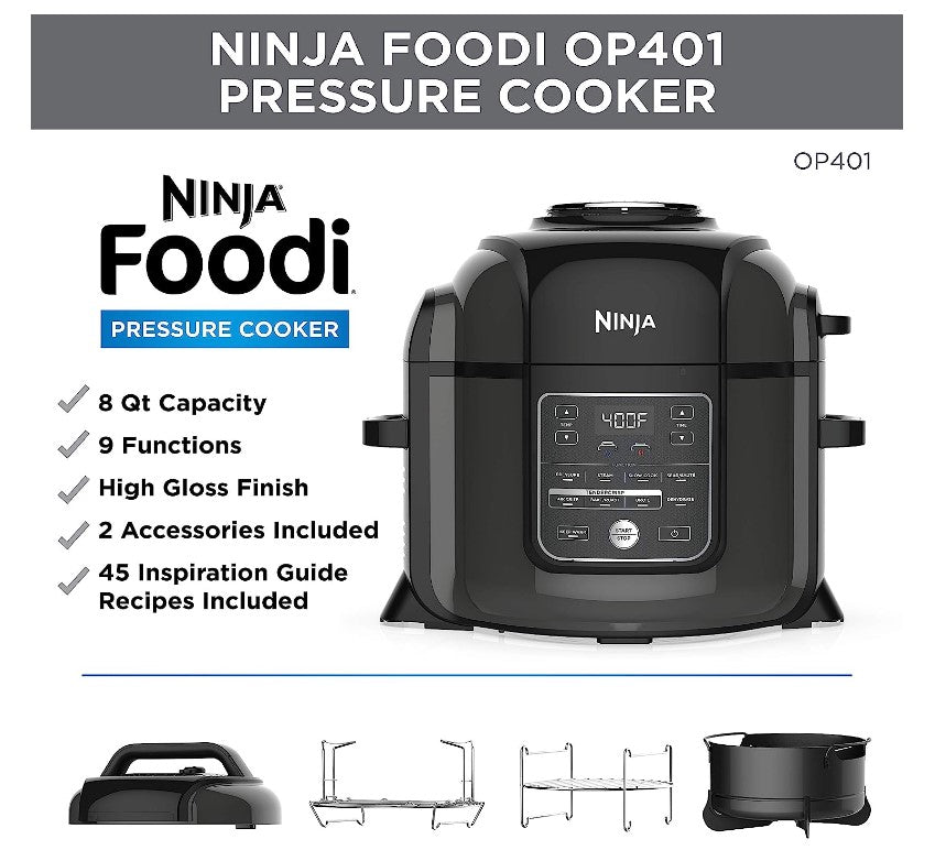  Ninja OP401 8-Qt. Foodi All-in-One Multi-Cooker, 8
