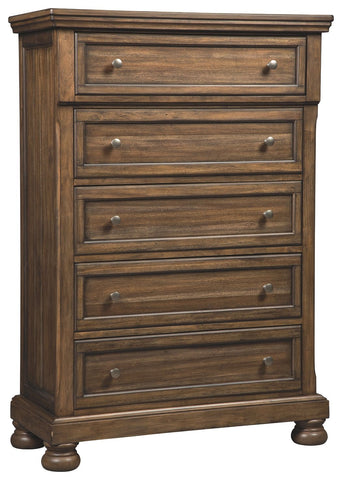 Flynnter - Medium Brown - Five Drawer Chest